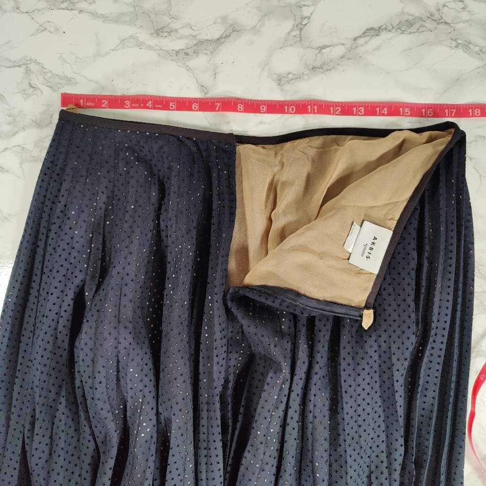 Akris Punto Navy A Line Accordion Pleat Skirt Size 12 - Picture 7 of 8